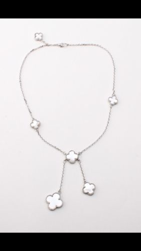 Double Hanging Mother of Pearl Silver Necklace - $100.00