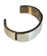 Vintage Mother of Pearl Cuff Bracelet Made in Philippines Wide Shell Inlay State - $36.00