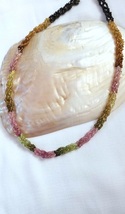 Natural Multi Color Tourmaline Beads Necklace, Single Strand Statement Necklace - £162.55 GBP