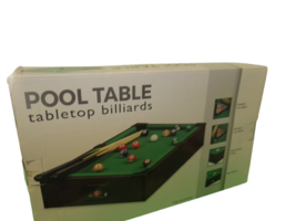 Mini Table Top Pool Table 20&quot; x 12&quot; W/2 Pool Cues Billiard Balls, Triang... - £26.80 GBP