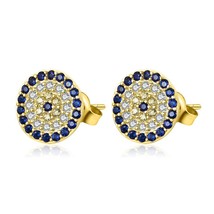 High Quality Genuine 925 Sterling Silver CZ Crystal Lucky Turkey Evil Eye Earrin - £18.40 GBP