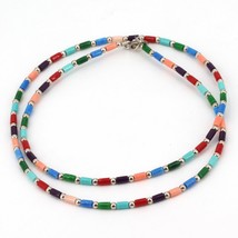 HTF Vintage Silpada Delicate 16&quot; Sterling Multicolor Tube Bead Necklace N0845 - £39.95 GBP