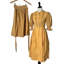 Vintage Women&#39;s Midi Dress with Apron Cottagecore Smocked Prairie Size 3... - £135.45 GBP