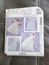 Mccalls 3689 Infants Baby Christening Dress Pattern Sizes Nb,S,M,L - Uncut - £7.46 GBP