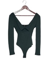 Lulus Green Bodysuit Long Sleeve Ribbed Size Small New - £11.88 GBP