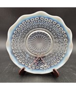 Anchor Hocking Moonstone Crimped Bowl Opalescent Hobnail White Blue Ruffled - €12,40 EUR