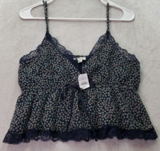 American Eagle Outfitters Camisole Top Women Medium Multi Floral Lace Drawstring - £14.77 GBP