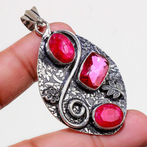 Kashmiri Ruby Pink Tourmaline Gemstone Handmade Pendant Jewelry 2.80&quot; SA 576 - £4.78 GBP