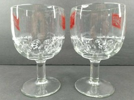 2 Schlitz Beer Milwaukee Famous Clear Glass Goblet Thumb Print Vintage Stemware  - £29.17 GBP