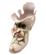 Vintage Lefton Porcelain Bisque Victorian Shoe Figurine 3D 1204 Hand Pai... - $13.17