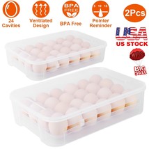 2Pcs 24 Grid Fridge Egg Holder Box Organizer Tray Refrigerator Storage C... - $33.24