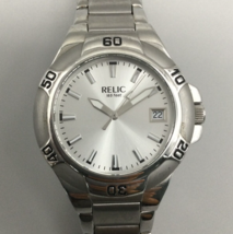 Relic Watch Men Silver Tone Dial 50M Date 38mm Stainless New Battery 8&quot; - £23.54 GBP
