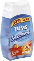 TUMS Smoothies Extra Strength Assorted Fruit Antacid Chewable Tablets 60 count - £13.58 GBP