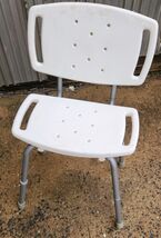 Adjustable Shower Chair White Plastic With Aluminum Legs - $9.99