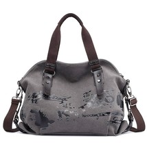 Women&#39;s Canvas Shoulder Bags Vintage Graffiti Print Handbags Famous Designer Fem - £44.01 GBP