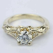 2Ct Round Cut VVS1 CZ Diamond Solitaire Engagement Ring 14K Yellow Gold Finish - £123.84 GBP