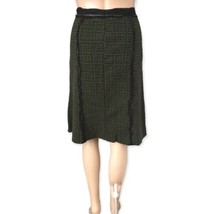 Genny Versace Skirt 12 Green Wool Plaid Italy Academia Raw Hem Mesh Mixe... - £29.26 GBP