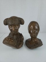 VTG UNCOMMON VERY RARE PAIR OF SPANISH CHALKWARE MATADOR &amp; SPANISH WOMAN... - $585.00