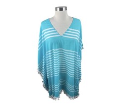 Debbie Katz NEW XS Dari Sea Blue Pom Pom Kaftan Cover Up South Beach - £37.23 GBP