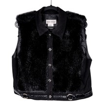 Nancy Bolen City Girl Vest XL Womens VTG Faux Fur Black Buttons Streetwe... - $29.56