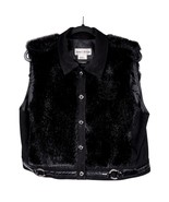 Nancy Bolen City Girl Vest XL Womens VTG Faux Fur Black Buttons Streetwe... - $29.56