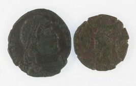 Roman Empire 2-coin Set Constantius II Victories Valens dragging Captive - $52.48