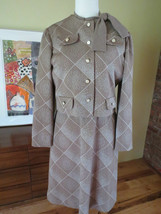 Vtg Leslie Fay Knit dress &amp; cropped jacket,  pussy bow 1960s costume cos... - $37.62