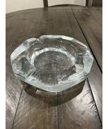 Blenko Clear Glass Ashtray Facet Collection Ice Cube Frosted 1980’s Sticker - $909.02 MXN