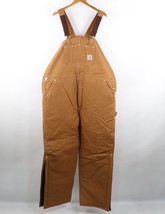NOS Vtg 90s Carhartt Mens 46x32 Spell Out Quilt Lined Arctic Overalls Bibs USA - £154.61 GBP