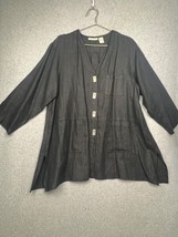 J. Jill Linen Lagenlook Button Up Tunic Shirt Womens Petites Sz LP Minimalist  - £25.82 GBP
