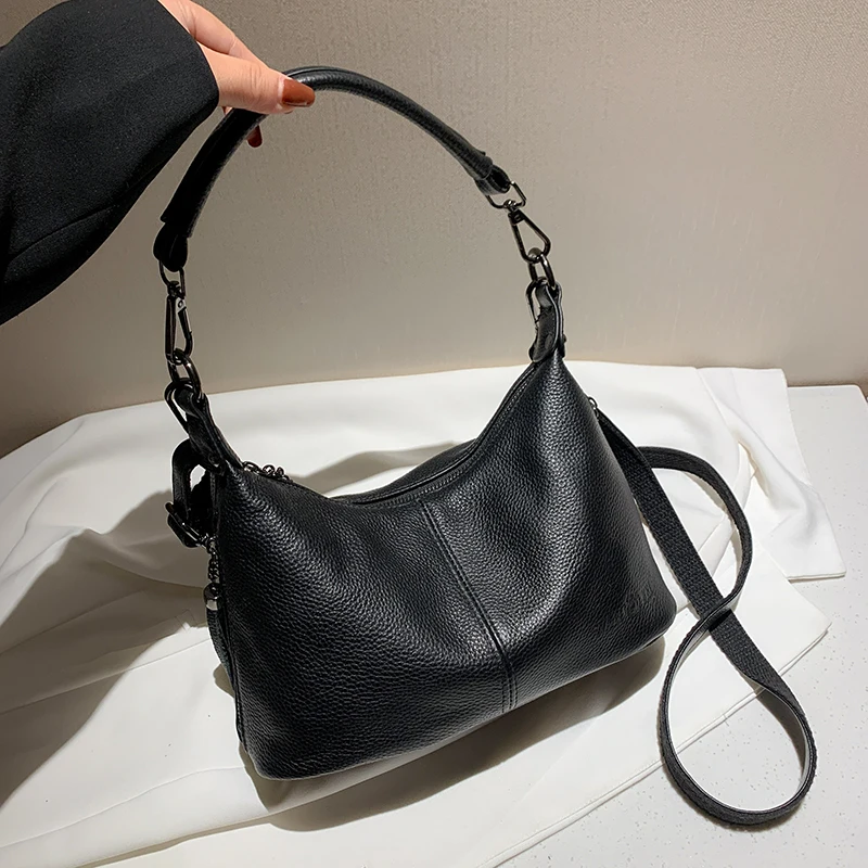 100%Cow Leather Luxury Tassel Women Handbag New Genuine Leather Crossbod... - $44.52