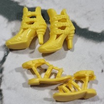 Barbie Doll Shoes Yellow Lot Of 2 Pairs Ankle Boots Gladiator Sandals  - $9.89