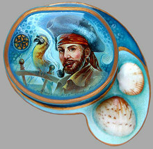 Handpainted One of a Kind Russian Lacquer Box &quot;PIRATE AND THE SEA&quot; BY NU... - $643.45