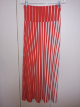 Azules Ladies Stretch Knit MAXI-SKIRT-M-RED/WHITE STRIPE-WORN ONCE-COMFY - $13.09