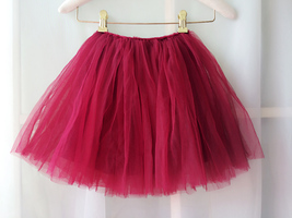 Flower Girl Skirts, Baby Tutu Skirt, Infant Tulle Skirt - Red, Elastic Waist image 6