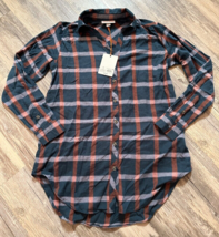 Knox Rose Plaid Tunic Shirt Blue Orange White Size Small - £10.97 GBP