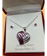 Sterling Silver &amp; Ruby Necklace &amp; Earring Set - $114.73 CAD