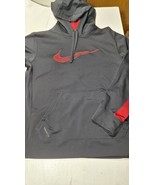 Nike Therma Fit Pullover Hoodie Black Red Swoosh Mens Size M Sweatshirt - $17.77