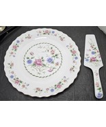 Vintage Andrea by Sadek Spring Night Floral Cake Plate w/ Server Set Japan - £26.81 GBP