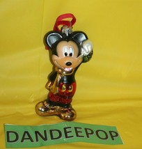 Disney Mickey Mouse With Mistletoe Glass Holiday Christmas Energizer Ornament - £15.56 GBP