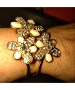 STUNNING! Bejeweled gorgeous floral bracelet with shining stunning rhine... - £16.31 GBP