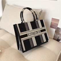 Women Plaid Canvas Tote Bags Ladies Shopping Large Capacity Tote Bags PU Design  - £25.94 GBP