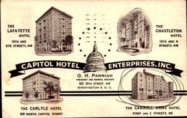 Washington, D.C. - Capitol Hotel Enterprises -1952 Advertising Postcard BK57- - £3.17 GBP