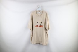 Vintage 90s Streetwear Womens 2XL Garden Flower Pot Short Sleeve T-Shirt Beige - £27.65 GBP