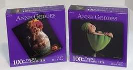 Anne Geddes 100 Piece Mini Jigsaw Puzzles Lotus Pod Vase Bloom Cute Baby 9” X 7” - £14.31 GBP