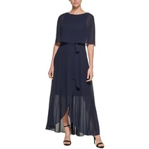 Jessica Howard  Navy Chiffon Popover Maxi Evening Dress Gown Petites Size 10P - £29.88 GBP