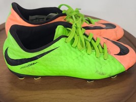 Nike Jr Hypervenom FG Youth Soccer Cleats Shoes Neon Green Orange Sz 3.5 - £11.92 GBP