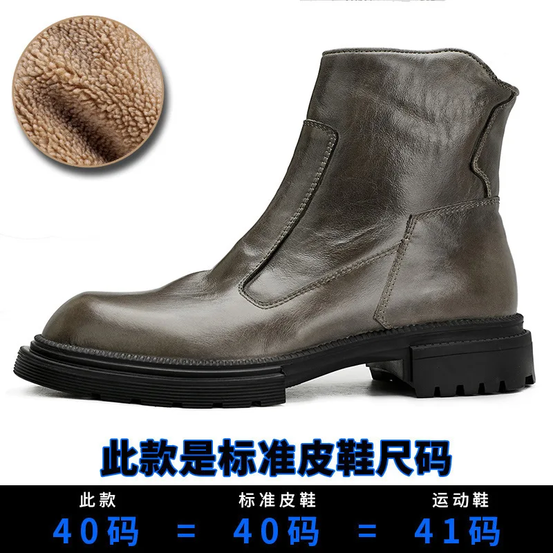 Fashion Leather Ankle Boots Men Boots Autumn Winter hide Army Shoes Men Mens Com - £217.54 GBP