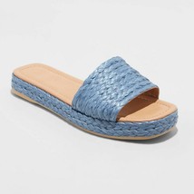Women&#39;s Mardi Raffia Platform Slide Sandals Blue - Universal Thread - Size 5- - £3.11 GBP