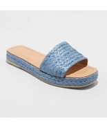 Women&#39;s Mardi Raffia Platform Slide Sandals Blue - Universal Thread - Si... - £3.11 GBP
